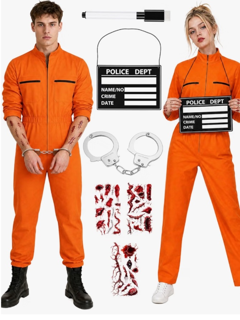 NWT, Prisoner Costume Unisex Orange Jumpsuit Jail Inmate Costume size M